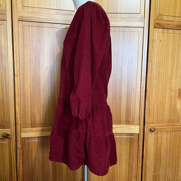 NWOT Time And Tru XS Burgundy Corduroy Dress 100% Cotton Boho Chic - Picture 6 of 10